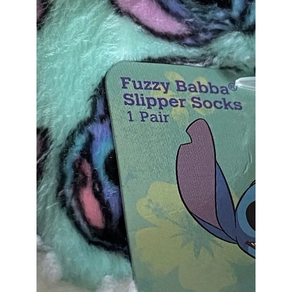 Disney Stitch Slipper Cozy Socks Disney Fuzzy Babba Faux Fur Women’s Sz 8-10 NEW